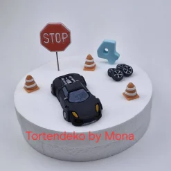 Tortenaufleger Fondant Rennwagen Auto Set – Personalisierte Tortendeko Geburtstag & Taufe