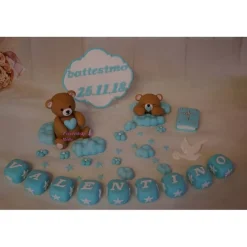 Tortenaufleger Fondant Zuckerfigur Geburt , Taufe, Cake Topper , Tortendeko , Bär , Teddy , Wolken , Sterne , Tortenaufleger ,Tortendeko