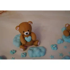 Tortenaufleger Fondant Zuckerfigur Geburt , Taufe, Cake Topper , Tortendeko , Bär , Teddy , Wolken , Sterne , Tortenaufleger ,Tortendeko