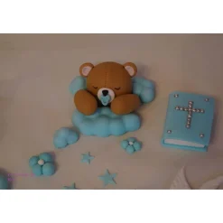 Tortenaufleger Fondant Zuckerfigur Geburt , Taufe, Cake Topper , Tortendeko , Bär , Teddy , Wolken , Sterne , Tortenaufleger ,Tortendeko
