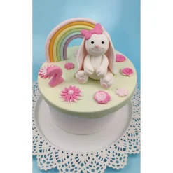 Tortenaufleger Fondant Zuckerfigur Kleiner weißer Hase Hopsi