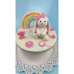 Tortenaufleger Fondant Zuckerfigur Kleiner weißer Hase Hopsi