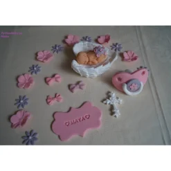 Tortenaufleger Fondant Zuckerfigur Geburt , Taufe Tortendeko