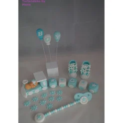 Tortenaufleger Fondant Zuckerfigur Zug für Taufe Tortendeko