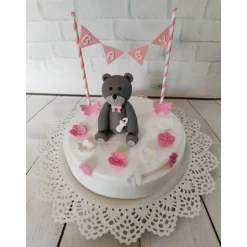 Tortenaufleger Fondant Zuckerfigur Geburtstag Taufe Geburt Babyshowerparty Babyparty Teddy Lilli