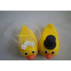 Tortenaufleger Fondant Zuckerfigur Hochzeit Entchenpaar Entchen Braut und Bräutigam
