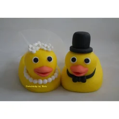 Tortenaufleger Fondant Zuckerfigur Hochzeit Entchenpaar Entchen Braut und Bräutigam