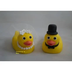 Tortenaufleger Fondant Zuckerfigur Hochzeit Entchenpaar Entchen Braut und Bräutigam