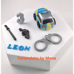 Tortenaufleger Fondantdeko  Tortendeko Tortentopper Polizeiauto  Polizei