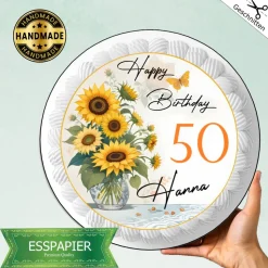 Tortenaufleger Happy Birthday Gelbe Sonnenblumen Essbar Geburtstag Tortendeko Tortenbild