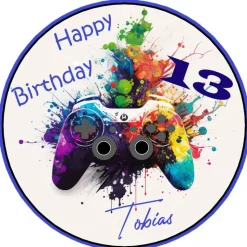 Tortenaufleger Happy Birthday Tennager Camepad Controller bunt Geburtstag Tortenbild essbar X-Box Wii