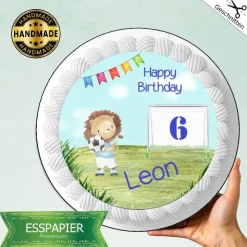 Tortenaufleger Kindergeburtstag Fußball Löwe EM WM Tortendeko Esspapier