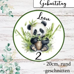 Tortenaufleger Panda mit Name und Zahl Tortendeko Geburtstag Happy Birthday Kindergeburtstag