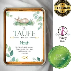 Tortenaufleger Taufe Essbar Eukalyptus Modern schlafendes Reh edel Tortenbild Tortendeko Fondant Esspapier