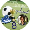Tortenaufleger Tortenbild Fußball Happy Birthday Ball Pokal mit Photo, Name , Zahl