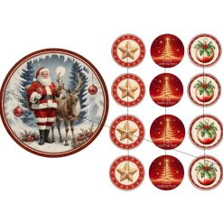 Tortenaufleger und Muffinaufleger Weihnachtsmann mit Rentier Weihnachten Aufleger Lebkuchen Kekse