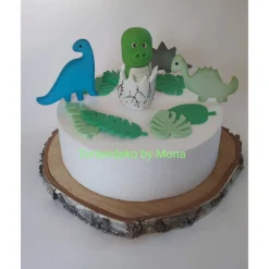 Tortendeko Dino aus den Ei  Urzeittier Tortenaufleger Fondantfigur Zuckerfigur