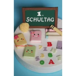 Tortendeko  Fondant Schulanfang Schule Einschulung SchulsetTortendeko Tortentopper Tortenaufleger Fondant Schulanfang Sc