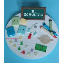 Tortendeko  Fondant Schulanfang Schule Einschulung SchulsetTortendeko Tortentopper Tortenaufleger Fondant Schulanfang Sc