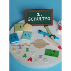 Tortendeko  Fondant Schulanfang Schule Einschulung SchulsetTortendeko Tortentopper Tortenaufleger Fondant Schulanfang Sc