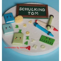 Tortendeko  Fondant Schulanfang Schule Einschulung SchulsetTortendeko Tortentopper Tortenaufleger Fondant Schulanfang Sc