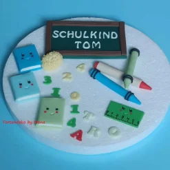 Tortendeko  Fondant Schulanfang Schule Einschulung SchulsetTortendeko Tortentopper Tortenaufleger Fondant Schulanfang Sc