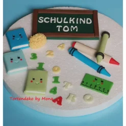 Tortendeko  Fondant Schulanfang Schule Einschulung SchulsetTortendeko Tortentopper Tortenaufleger Fondant Schulanfang Sc