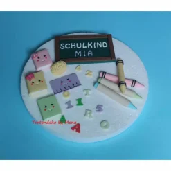Tortendeko  Fondant Schulanfang Schule Einschulung SchulsetTortendeko Tortentopper Tortenaufleger Fondant Schulanfang Sc
