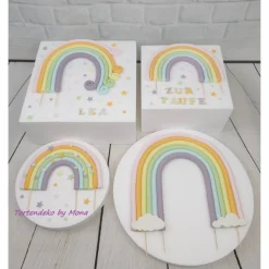 Tortendeko Tortentopper Regenbogen pastell , Rainbow