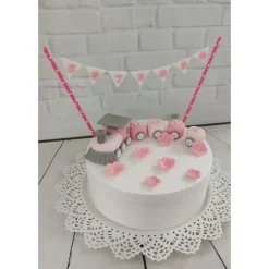 Tortendeko Tortentopper Tortenaufleger Taufe Zug Mädchen