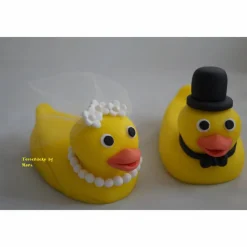 Tortendeko Tortentopper Tortenaufleger Fondantdeko für die Hochzeit Entchenpaar