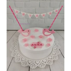 Tortendeko Tortentopper Tortenaufleger Taufe Vögel  Mädchen