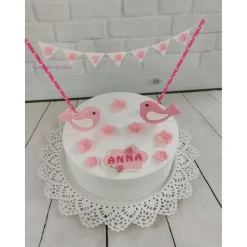 Tortendeko Tortentopper Tortenaufleger Taufe Vögel  Mädchen