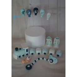 Tortendeko Tortentopper Tortenaufleger Fondant Zuckerfigur Zug für Taufe Mädchen Zuckeraufleger Geburt Girl Fondantdeko Babyschuhe Party