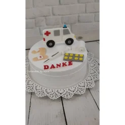 Tortendeko Tortentopper Tortenaufleger Fondant Zuckerfigur Krankenwagen Corona Helfer Covid Danke Alttagshelden