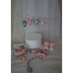 Tortendeko Tortentopper Tortenaufleger Fondant Zuckerfigur Zug für Taufe Mädchen Zuckeraufleger Geburt Girl Fondantdeko Babyschuhe Party
