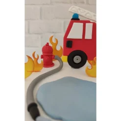 Tortendeko Tortentopper Tortenaufleger Fondant Zuckerfigur Feuerwehr Feuerwehrset Feuer Flammen