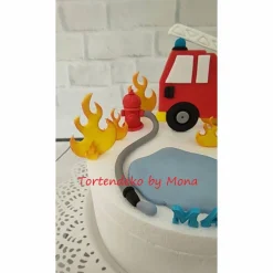 Tortendeko Tortentopper Tortenaufleger Fondant Zuckerfigur Feuerwehr Feuerwehrset Feuer Flammen