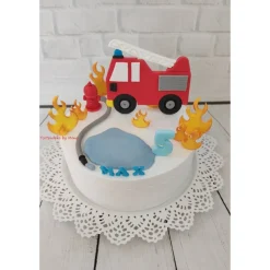 Tortendeko Tortentopper Tortenaufleger Fondant Zuckerfigur Feuerwehr Feuerwehrset Feuer Flammen