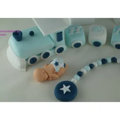 Tortendeko Tortentopper Tortenaufleger Fondant Zuckerfigur Zug für Taufe