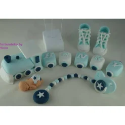 Tortendeko Tortentopper Tortenaufleger Fondant Zuckerfigur Zug für Taufe