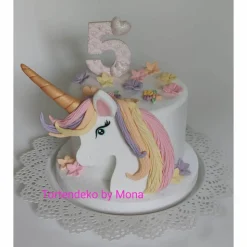 Tortendeko Tortentopper Zuckerfigur  Einhorn RegenbogenGeburtstag