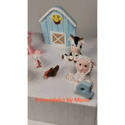 Tortendeko Tortentopper Zuckerfigur Fondantfigur Bauernhof für Mädchen Schaf Kuh Schwein