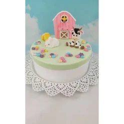 Tortendeko Tortentopper Zuckerfigur Fondantfigur Bauernhof für Mädchen Schaf Kuh Schwein