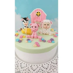 Tortendeko Tortentopper Zuckerfigur Fondantfigur Bauernhof für Mädchen Schaf Kuh Schwein