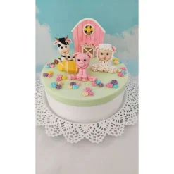 Tortendeko Tortentopper Zuckerfigur Fondantfigur Bauernhof für Mädchen Schaf Kuh Schwein