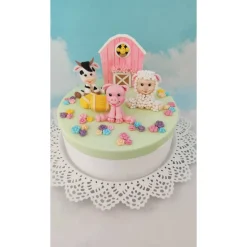 Tortendeko Tortentopper Zuckerfigur Fondantfigur Bauernhof für Mädchen Schaf Kuh Schwein