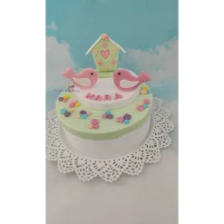 Tortendeko TortentopperZuckerfigur Fondantfigur Vogelhaus Vogelhäuschen Vögel