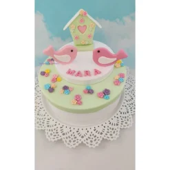 Tortendeko TortentopperZuckerfigur Fondantfigur Vogelhaus Vogelhäuschen Vögel