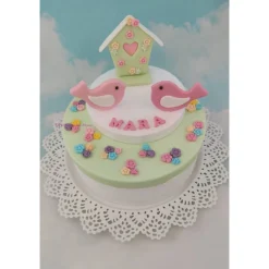 Tortendeko TortentopperZuckerfigur Fondantfigur Vogelhaus Vogelhäuschen Vögel